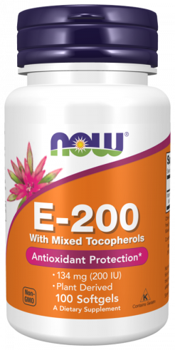 NOW Vitamin E-200, Витамин Е-200, 100 капсул