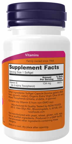 NOW Vitamin E-200, Витамин Е-200, 100 капсул