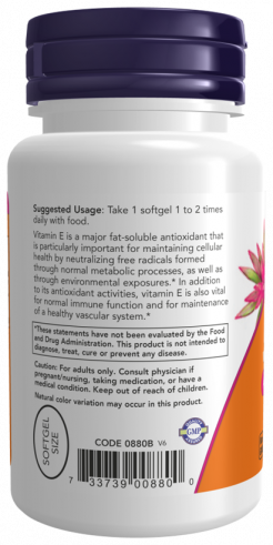 NOW Vitamin E-200, Витамин Е-200, 100 капсул