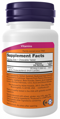 NOW High Potency Vitamin D-3 1000 IU, Высокоэффективный витамин Д-3 1000 МЕ, 180 таблеток