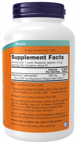 NOW Magnesium Bisglycinate Powder, Магния Бисглицинат порошок, 227 грамм