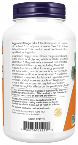 NOW Magnesium Bisglycinate Powder, Магния Бисглицинат порошок, 227 грамм